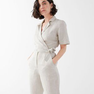 Linen Jumpsuit with Wrap Front